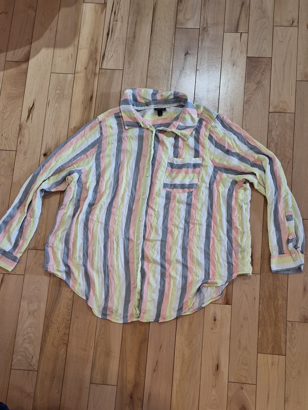 Torrid Women's Size 3 (3X) Pastel Striped Button-Up Shirt